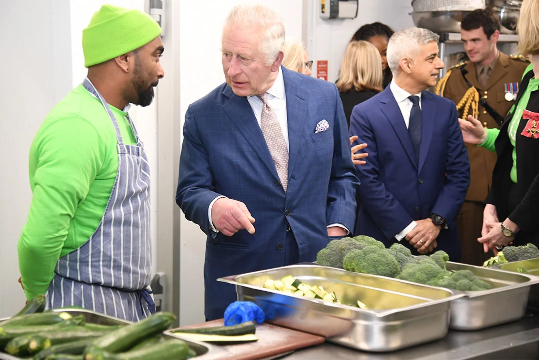 King Charles pays a visit to The Felix Project with London Mayor Sadiq Khan