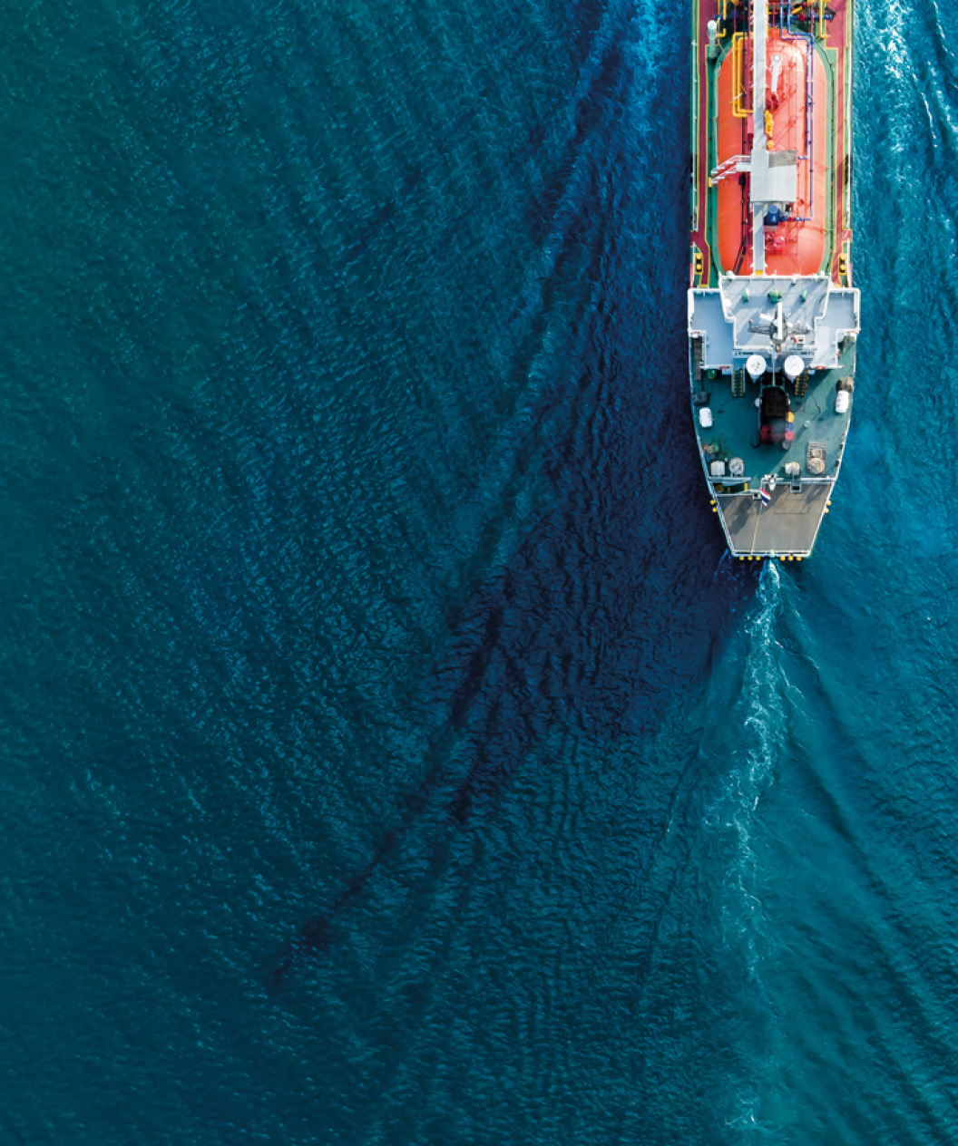 Arial view of a ship in the ocean